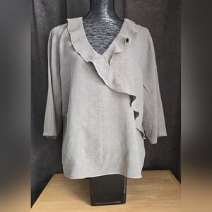 Chic Ruffled Olive GreenBlouse for Women